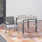 5 Pieces Wicker Outdoor Furniture Set, Rattan Patio Dining Set with Cushions, Umbrella Hole for Garden Backyard, Grey
