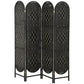 Bohemian Privacy Screen, Folding Room Divider with 4 Panels and Arched Top for Bedroom Living Room Office, Black