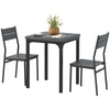 3-Piece Dining Table Set for 2 with Metal Legs - Grey Wood Effect