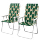 Set of 2 Folding Patio Chairs, Portable Chair Set with Armrests for Camping, Garden, Pool, Beach, Backyard, Green