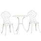 3 Pieces Outdoor Furniture Set, Patio Table and Chairs with Cast Aluminum Frame for Garden, Balcony, Porch, White