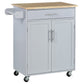 Rolling Kitchen Island Cart with Wood Top - Grey