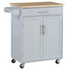 Rolling Kitchen Island Cart with Wood Top - Grey