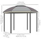 12' x 12' Outdoor Gazebo Canopy, Dome Patio Gazebo Netting Sidewalls and Curtains, Double Vented Roof, Brown