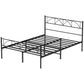 Metal Full Platform Bed Frame with Headboard, Steel Slat Support, Underbed Storage, No Box Spring Needed, Easy Assembly