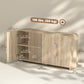Sideboard Buffet Cabinet, 62" Modern Kitchen Storage Cabinet with Soft-Close Doors and Adjustable Shelves, Natural Wood