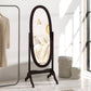 Floor Standing Mirror Full Length Mirror with Adjustable Angle Oval Frame for Dressing Room Bedroom Living Room Coffee