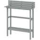 110cm Rectangle Outdoor Bar Table with Built-in Footrest, Slatted Top, Grey