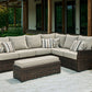 Brook Ranch - Brown - Sofa Sectional, Bench With Cushion (Set of 3)