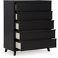 Danziar - Black - Five Drawer Wide Chest