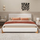 Boucle Upholstered King Bed with 12 Wooden Slats and Solid Feet, Comfortable Bed Frame for Superior Support, 88'' L x 85'' W x 38'' H, White