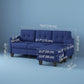 L-shaped Sofa, 3 Seater Sectional Couch with Ottoman, Corner Sofa with Thick Padded Cushion and Wood Legs, Dark Blue
