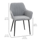 Set of 2 Upholstered Linen Dining Chairs - Light Grey