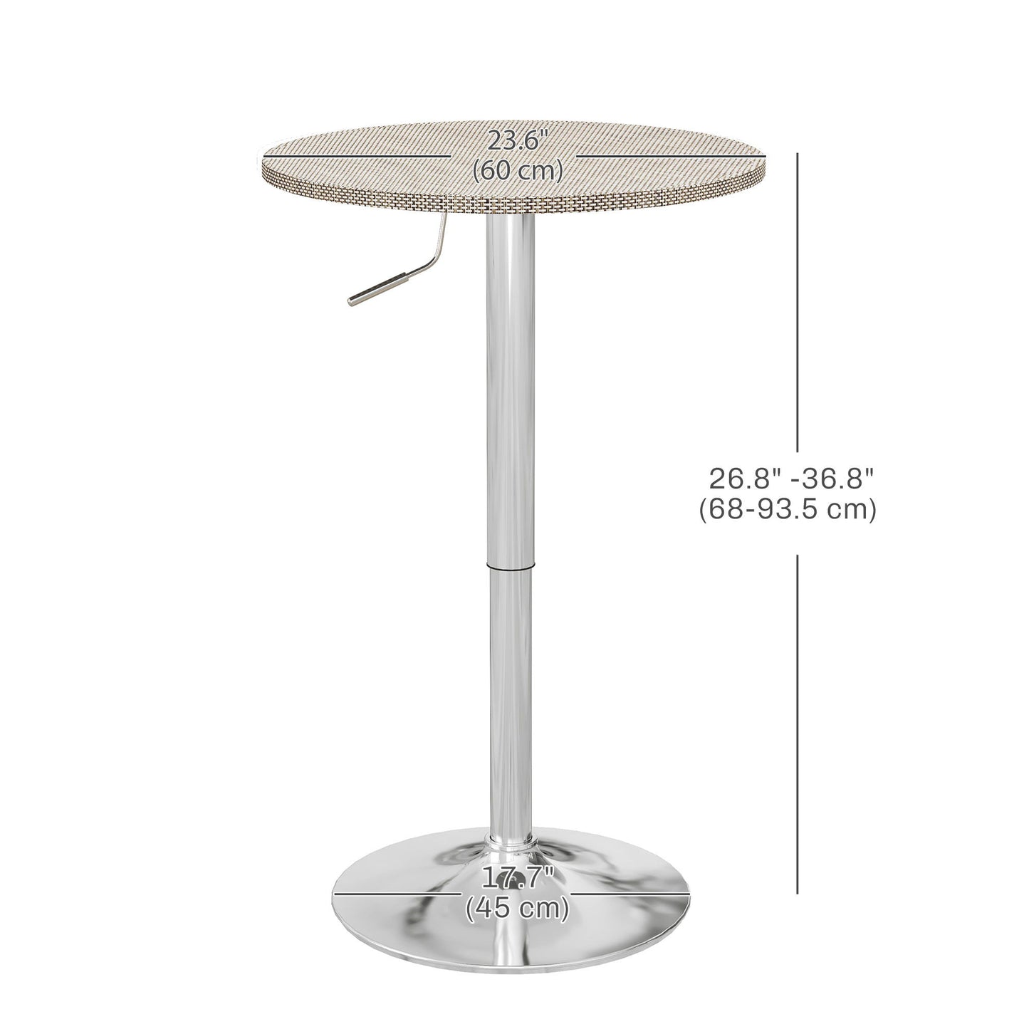 Adjustable Bar Table for 2, Round Pub Table with PE Rattan Top and Steel Base for Home Bar, Small Dining Room, Grey
