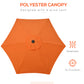 6.6FT Patio Umbrella, Outdoor Parasol with 6 Solid Ribs, Orange