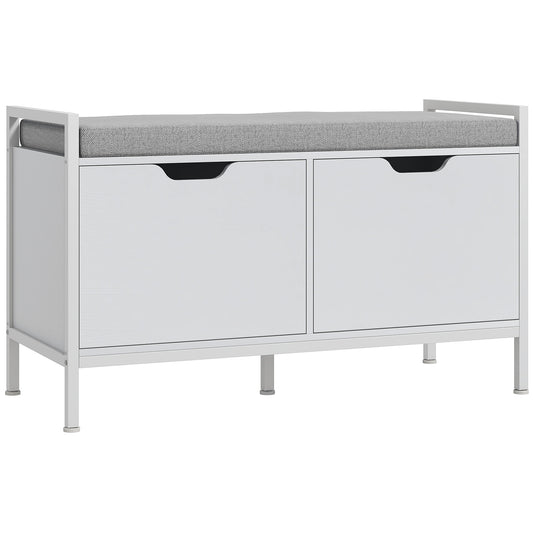 Cushioned Shoe Storage Bench - White