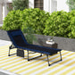 Folding Chaise Lounge w/ 5-level Reclining Back, Outdoor Tanning Chair Lounge Chair w/ Padded Seat, Side Pocket, Headrest, Carry Strap, for Beach, Yard, Patio, Blue