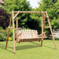 Freestanding 6.5' Wooden Loveseat Traditional Farmhouse Style Log Swing Natural Wood