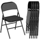 Set of 6 Metal Foldable Chairs, PU Leather Padded Folding Chairs with Cushion Seat and Open Back for Indoor, Black