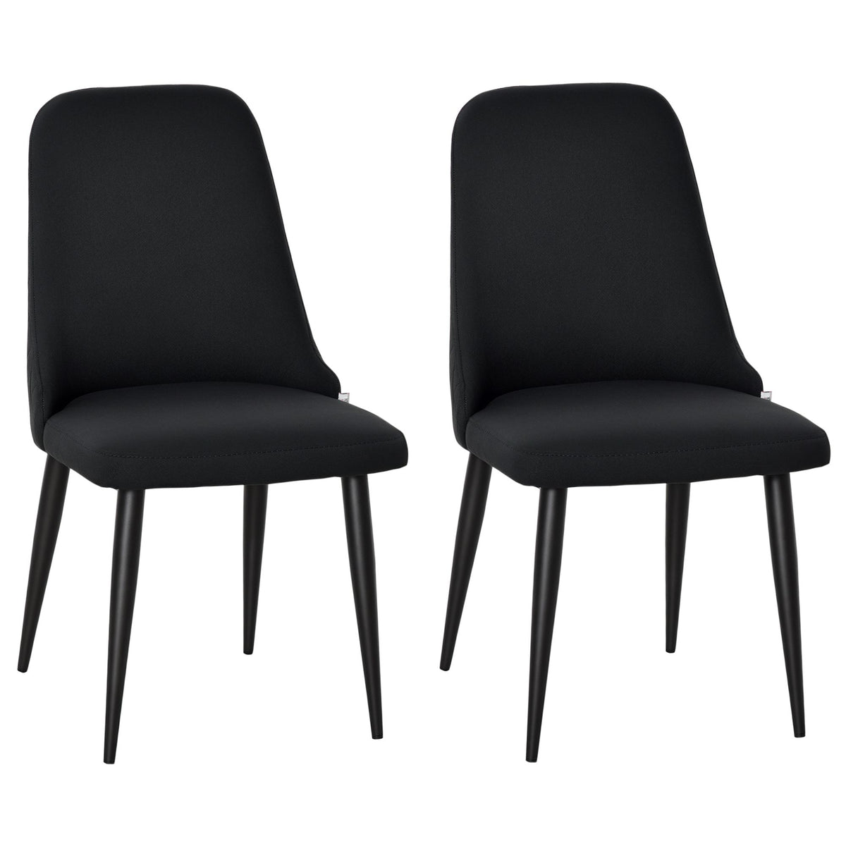 Modern Dining Chair Set of 2, Fabric Upholstered Side Chairs for Kitchen Living Room with Metal Legs, Black