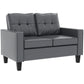 51" PU Leather Loveseat, Upholstered Double Sofa Couch with Armrests, Tufted Backrest, Pocket Spring and Sponge Padded Cushion for Living Room, Bedroom, Home Office, Grey