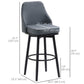 Extra Tall Bar Stools Set of 2, Modern 360° Swivel Barstools, Dining Room Chairs with Steel Legs Footrest, Charcoal Grey