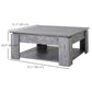 Modern Coffee Table with Storage Shelf, Square Cocktail Table, Center Table for Living Room, Grey