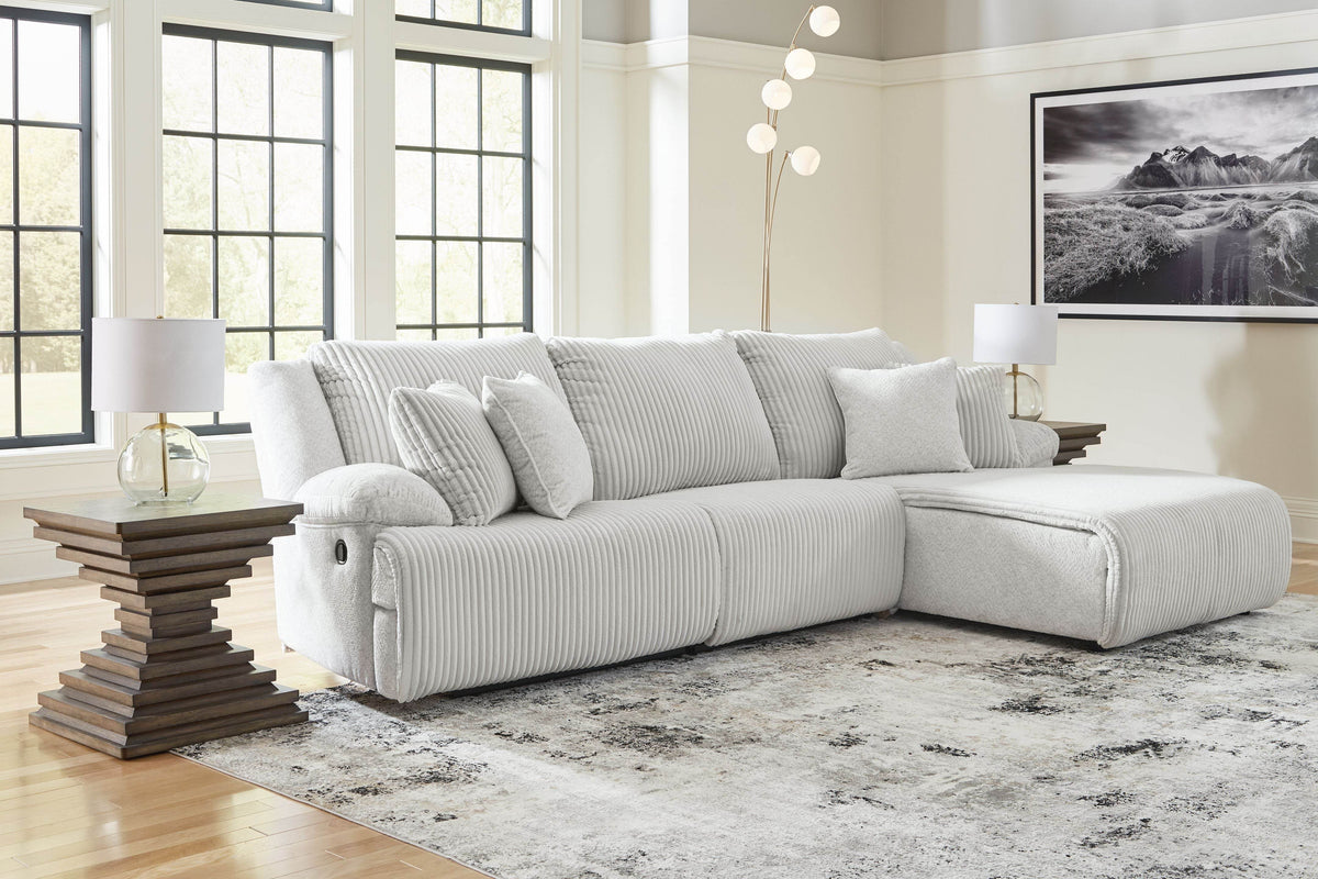 Top Tier - Alloy - 3-Piece Sectional Sofa With RAF Press Back Chaise - Forward Furniture