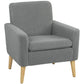 Upholstered Accent Armchair with Wood Legs - Grey