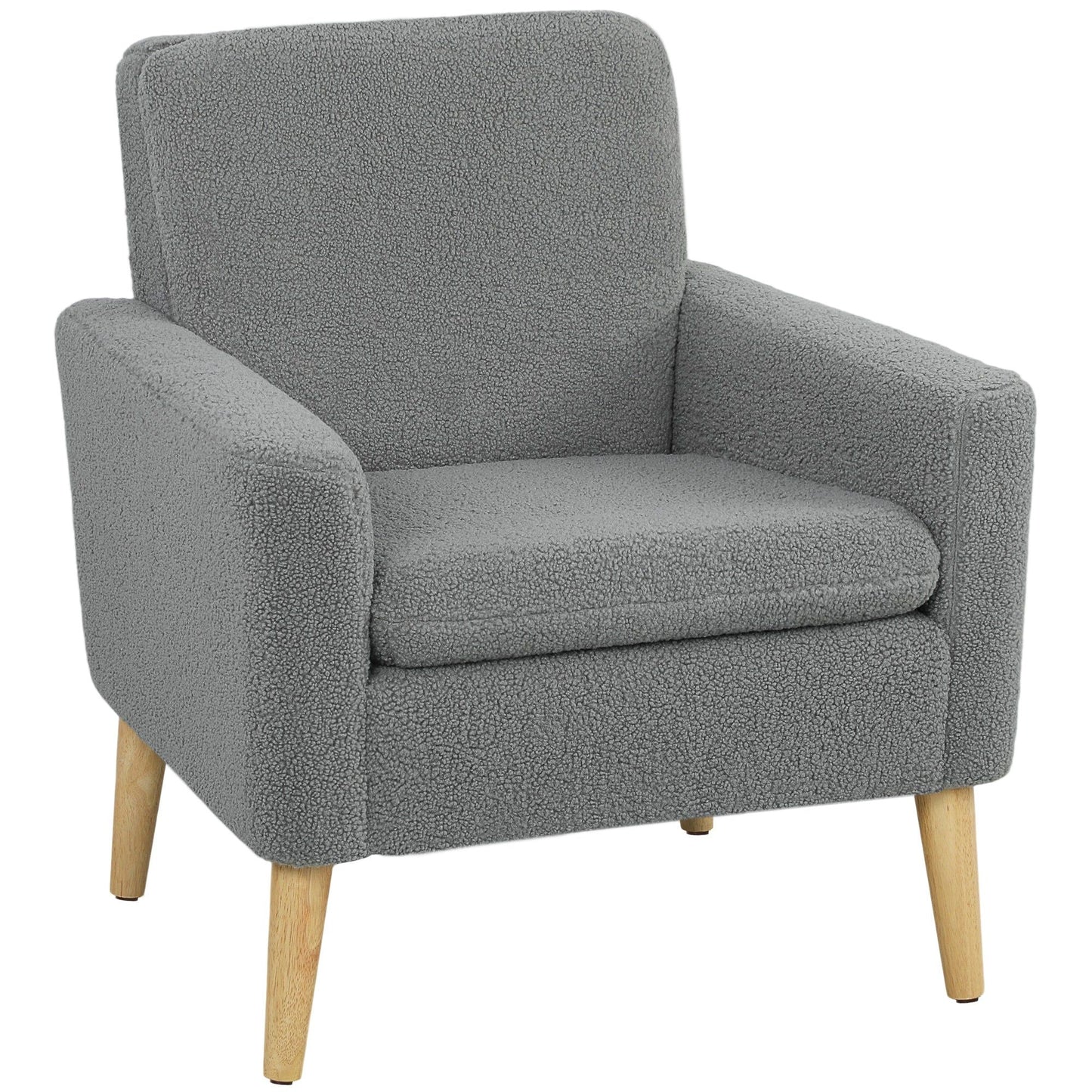 Upholstered Accent Armchair with Wood Legs - Grey