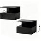 Floating Nightstand Set of 2 with Power Outlets - Black