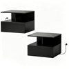 Floating Nightstand Set of 2 with Power Outlets - Black