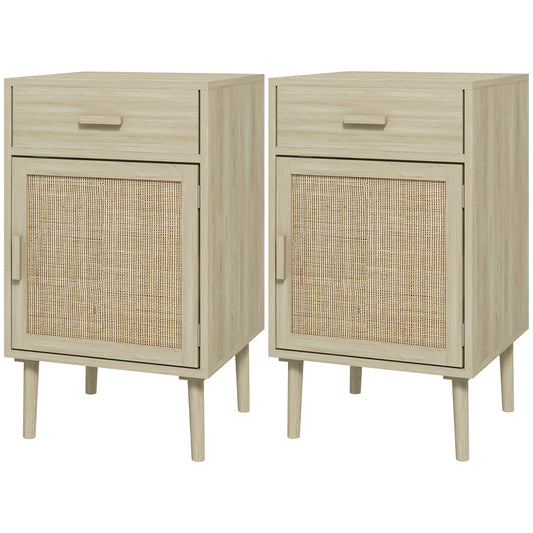 Boho Bedside Tables Set of 2-Oak
