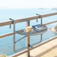 Adjustable Balcony Hanging Railing Table, Metal Mounting Mini Wall Desk Storage Rack, Outdoor Flower Stand Serving Table Half Round, Grey