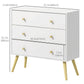 White Dresser for Bedroom with 3 Drawers, Morden Chest of Drawers with Solid Wood Legs and Handles, Storage Organizer for Living Room, White