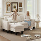 Sectional Sofa, L Shaped Couch, with Changeable Chaise or Ottoman, Cream White