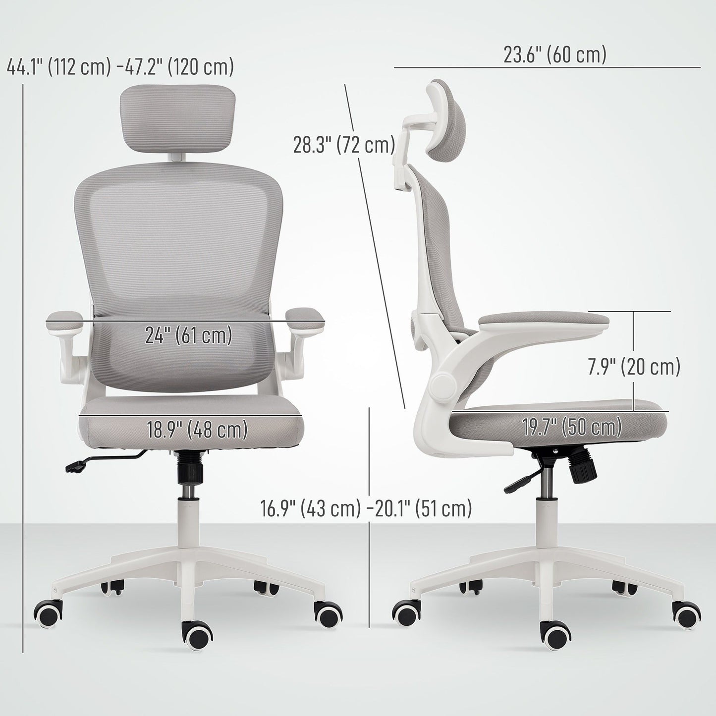 Ergonomic Mesh Office Chair with Lumbar Support - Grey