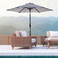 Patio Sun Umbrella, Outdoor Parasol with 6 Ribs, Blue Stripes