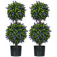 2.3ft Set of 2 Artificial Plants, Lavender Flowers Ball Trees with Pot, for Home Indoor Outdoor Decor