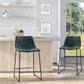 Counter-Height PU Leather Bar Stools Set of 2 - Green