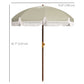 6.2' Beach Umbrella for Travel, Vent, Ruffles, Carry Bag, Portable Outdoor Umbrella for Garden, Light Green