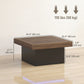 Square Coffee Table with 16-Colour LED Lights, 35-inch Modern Center Table for Living Room, Walnut