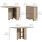 Extendable Dining Table, Collapsible Folding Table w/ 2-tier Shelves and Rolling Casters, Nature Wood