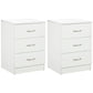 3-Drawer Nightstand Set of 2 - White