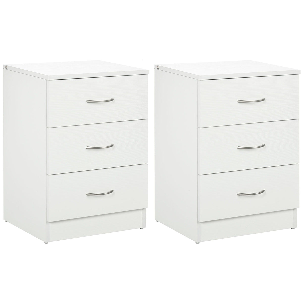 3-Drawer Nightstand Set of 2 - White