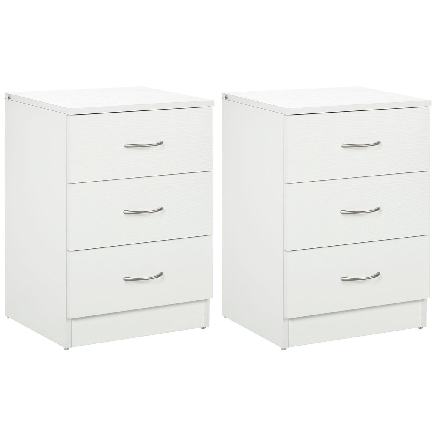 3-Drawer Nightstand Set of 2 - White