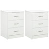 3-Drawer Nightstand Set of 2 - White