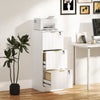 Lockable Filing Cabinet with 3 Fluted Drawers, File Cabinet with Adjustable Hanging Rails for A4 Letter Files, White
