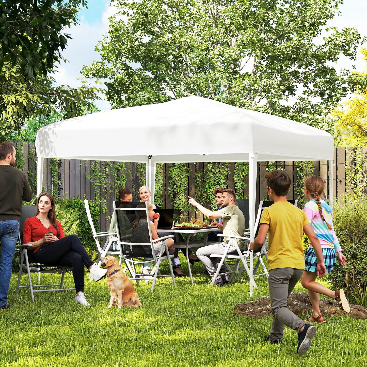10 x 10ft Folding Pop Up Tent Outdoor Gazebo Canopy with Carrying Bag, White