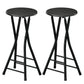 Set of 2 Foldable Barstools, Counter Height Bar Stools with Footrest and Steel Legs for Kitchen Island, Black
